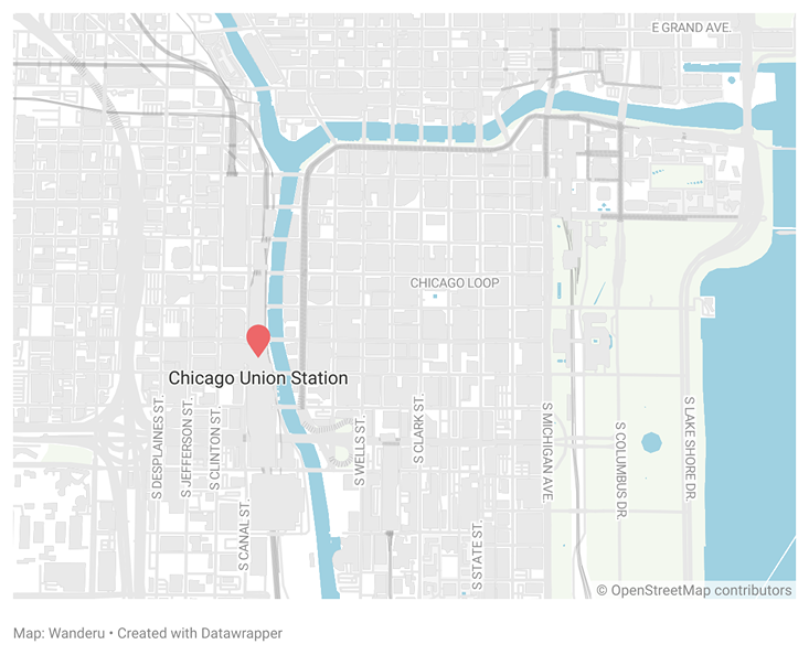 Union Station location in Chicago Union Station location in Chicago