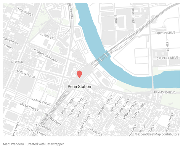 Penn Station location in Newark Penn Station location in Newark