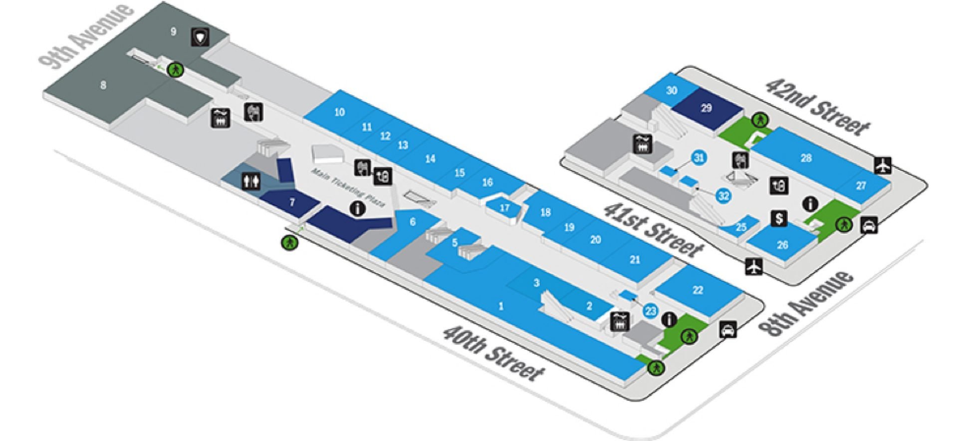 Port Authority Bus Terminal Interior Map - Main Level Port Authority Bus Terminal Interior Map - Main Level