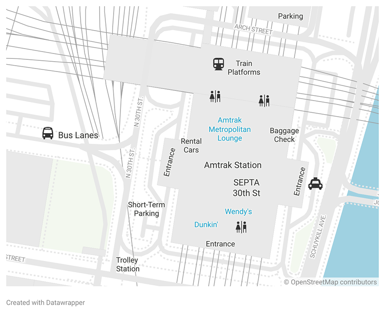 Philadelphia, PA - 30th Street Station Map Philadelphia, PA - 30th Street Station Map