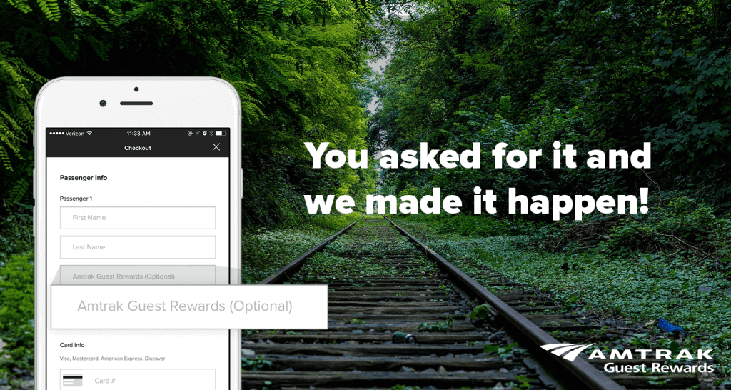 Amtrak Guest Rewards available on Wanderu check-out