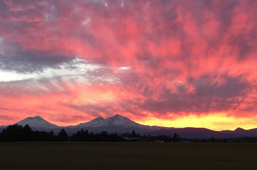 View of a sunset in rural Oregon.