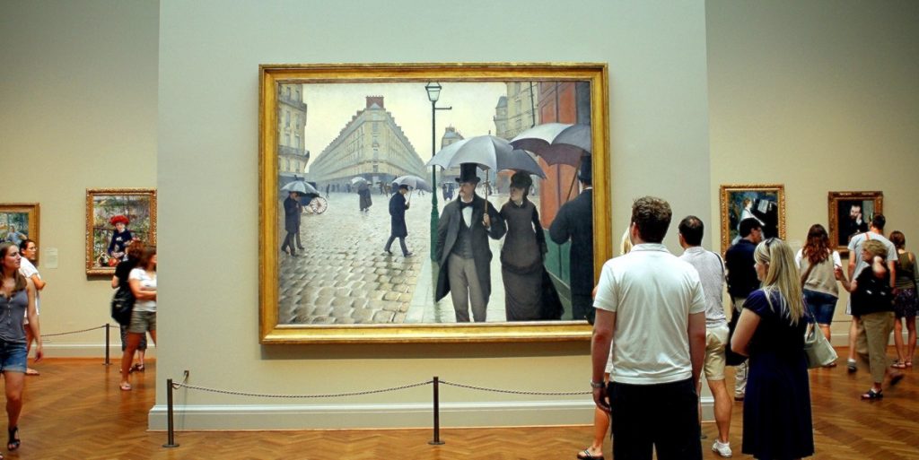 Visitors viewing art at the Art Institute of Chicago