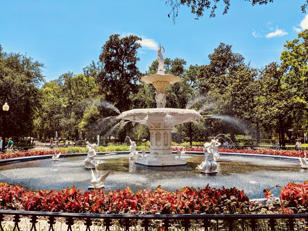 A fountain in Savannah, GA