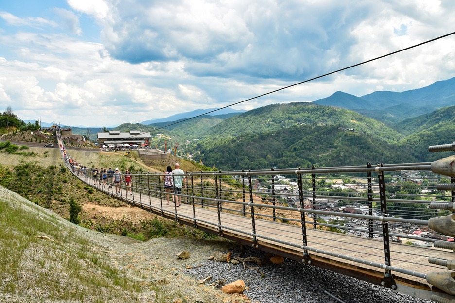 The Gatlinburg skybridge in the Great Smoky Mountains