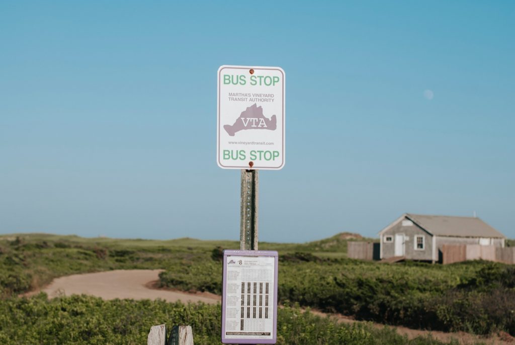A sign on Martha's Vineyard for local transit bus