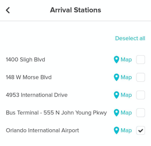 Arrival Stations Filter Wanderu