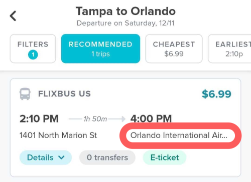 Filtered Search Results Wanderu