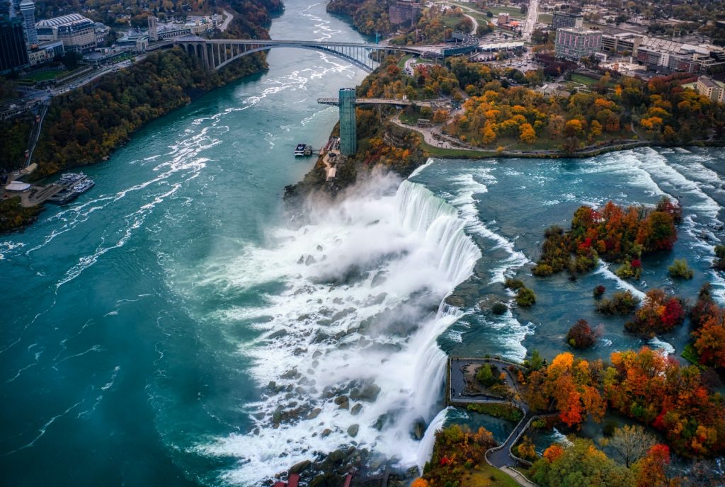 Niagara Falls, as seen from a plane