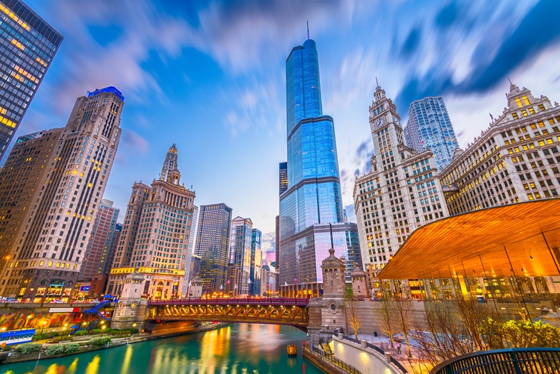 Take a bus or train to Chicago