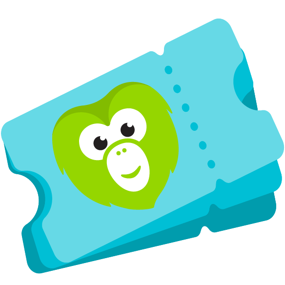 Chiku, Wanderu's mascot, peeking out of a bus ticket