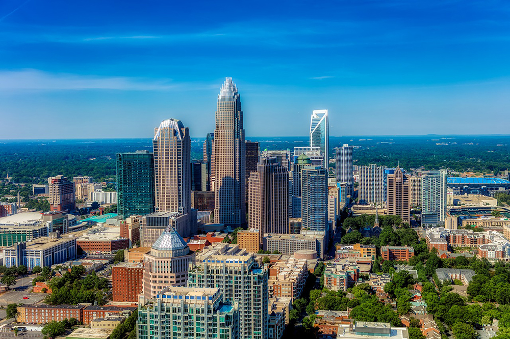 View of the skyline in Charlotte, North Carolina.