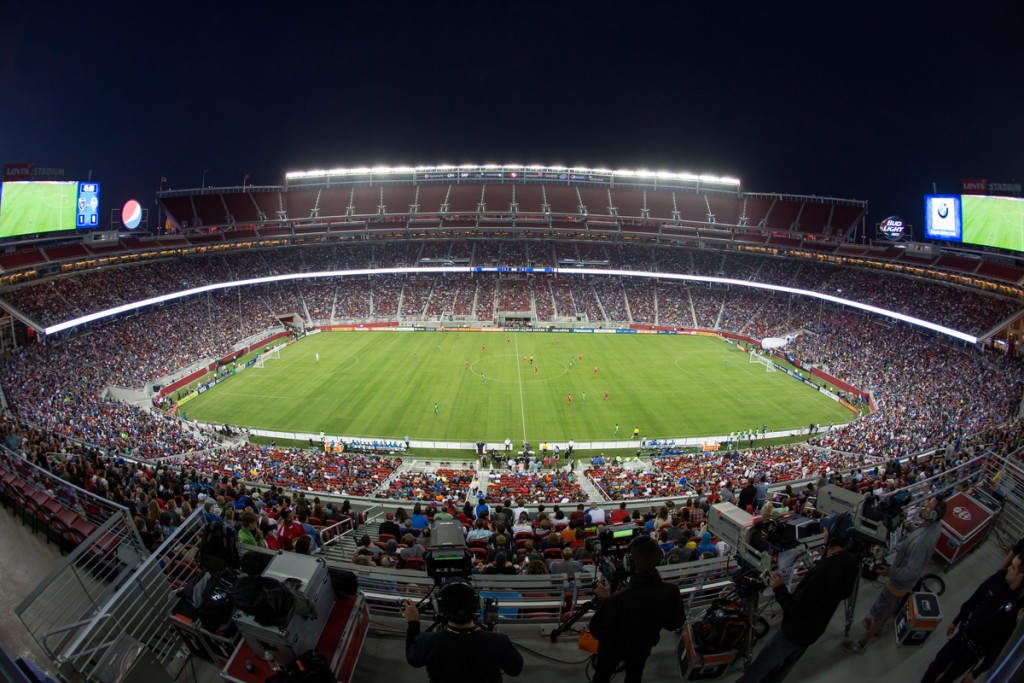 Santa Clara, California - August 2, 2014: San Jose Earthquakes face off against Seattle Sounders FC at Levi's Stadium on Saturday. San Jose defeated Seattle 1-0.