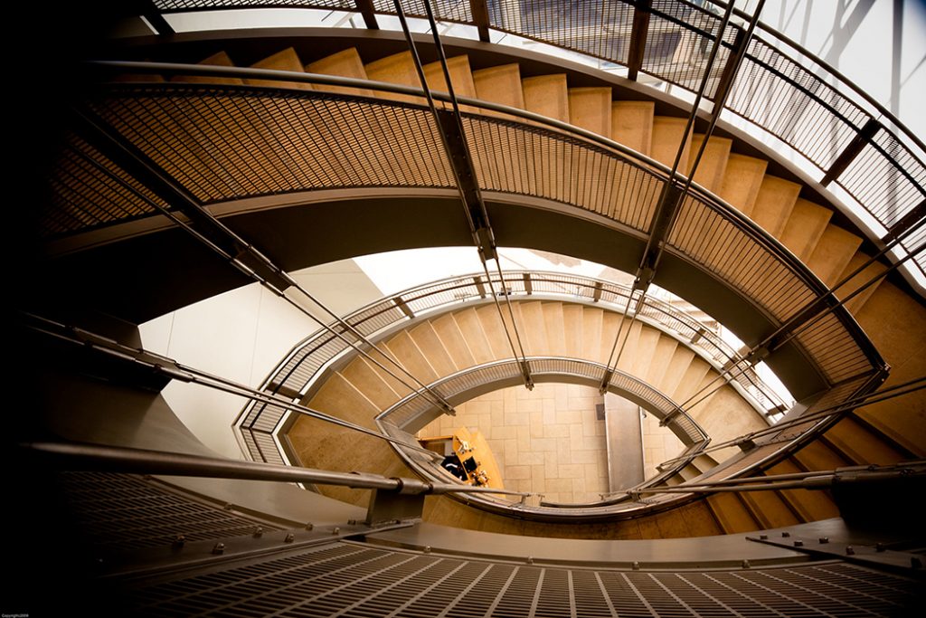 Photo of the eye-catching staircase inside The Walters Art Museum.