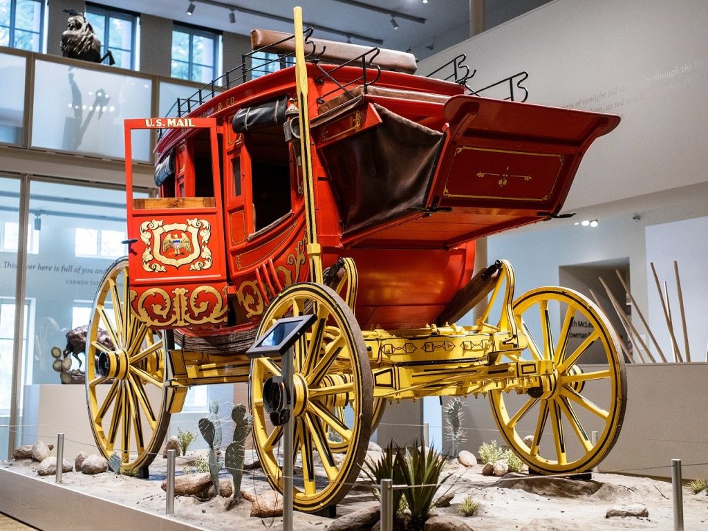 Stagecoach in the Well's Fargo Museum.