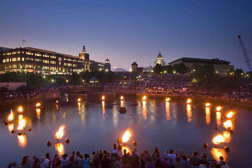 WaterFire on the river in Providence, Rhode Island.