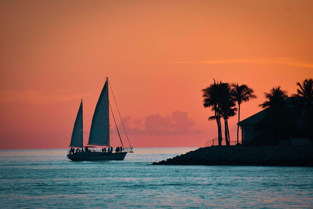 Fiery sunset over the ocean