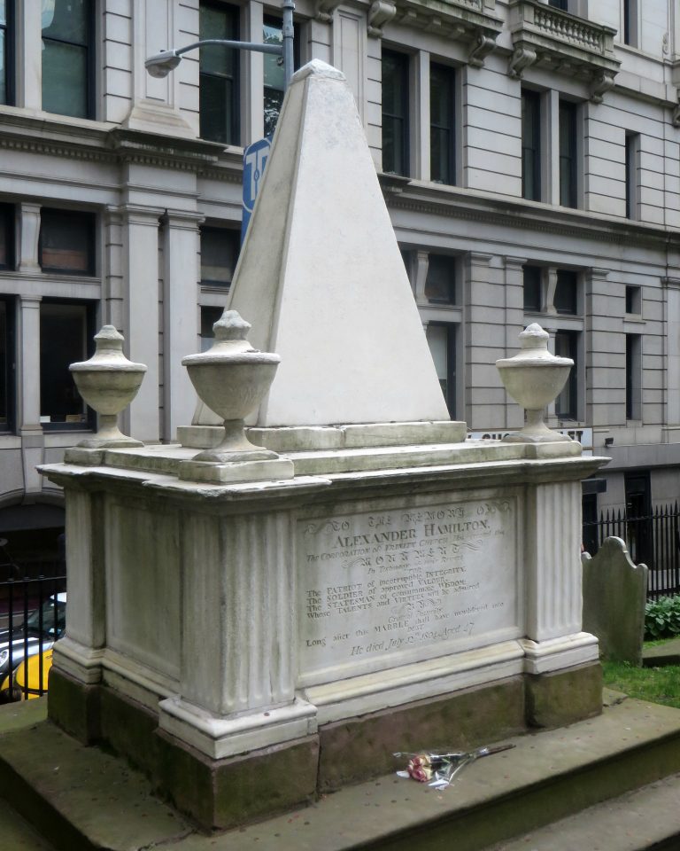 Photo of Alexander Hamilton's grave in New York City.