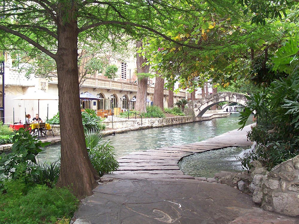 Photo of the Riverwalk in downtown San Antonio.