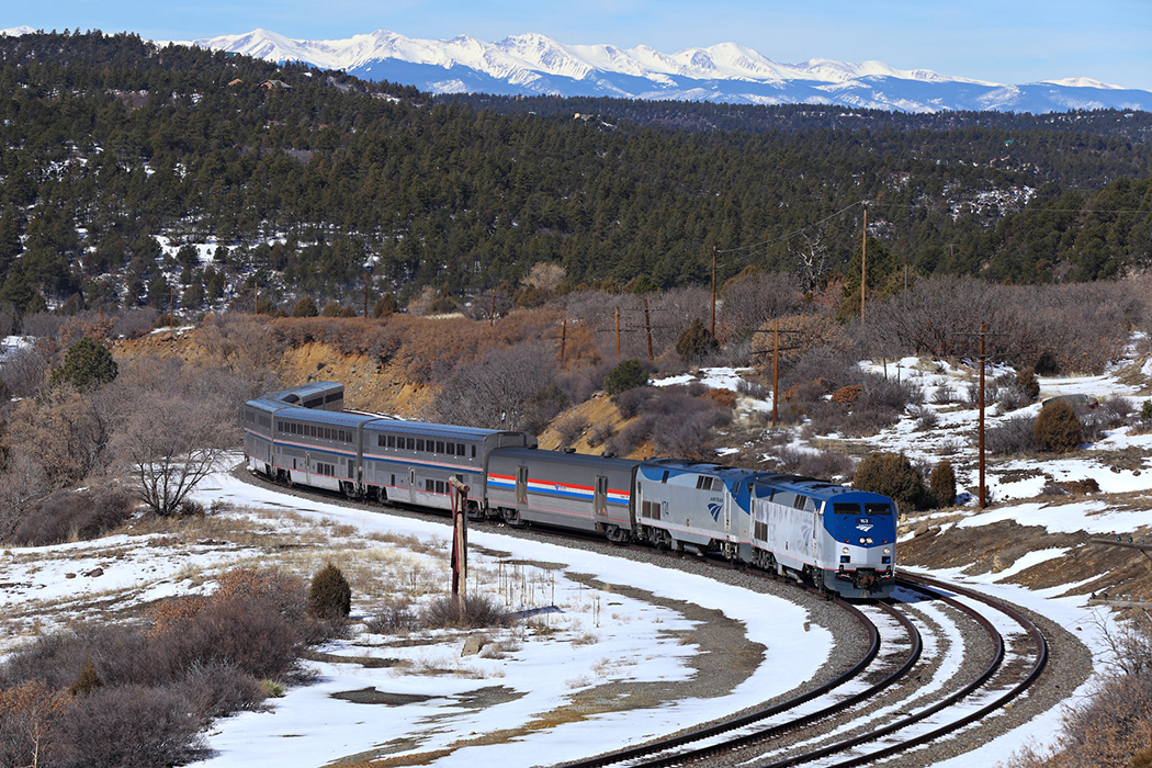 Photo of Amtrak's Southwest Chief at Raton Pass.