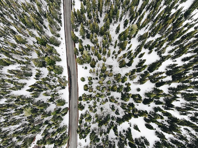 Aerial view of road in Olympic Park