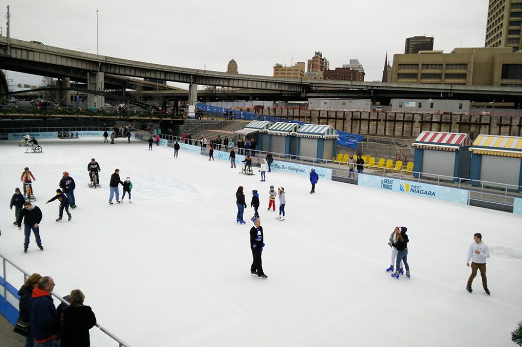 Photo of an ice skating rink in Buffalo, New York.