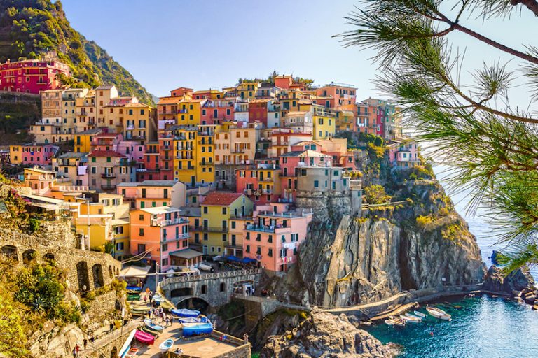 Colorful buildings on the coast in Italy's Cinque Terre.