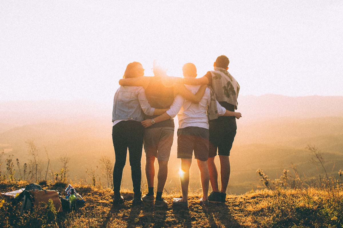 College students on a vacation together.