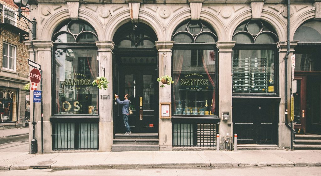 Photo of a storefront in downtown Montreal.