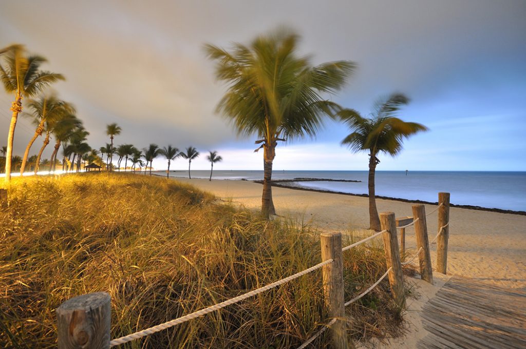 Photo of the sunset on the beach in Key West.