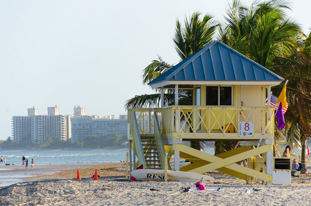 Photo of a lifeguard hut in Miami.