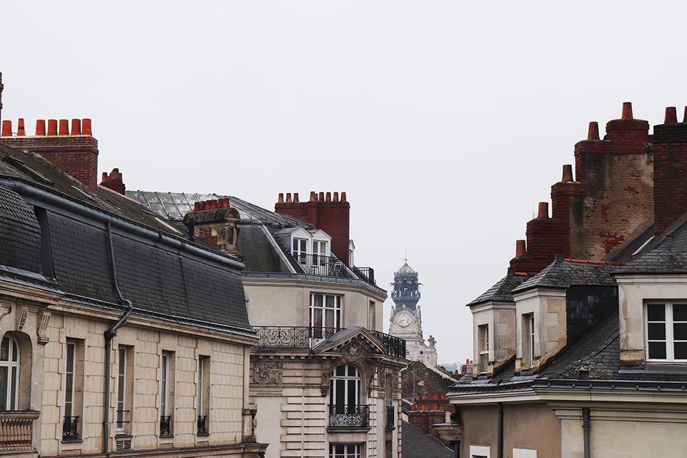 Photo of rooftops in Nantes, France.