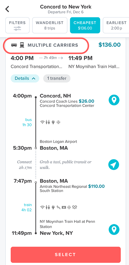 Get cheap tickets for buses and trains when opting for multi carrier trips - Wanderu