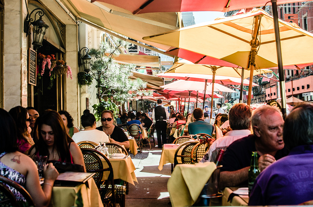Photo of a busy Italian bistro in New York City.